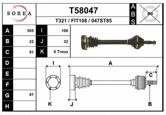 EAI T58047 Drive shaft T58047