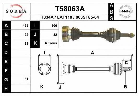 EAI T58063A Drive shaft T58063A