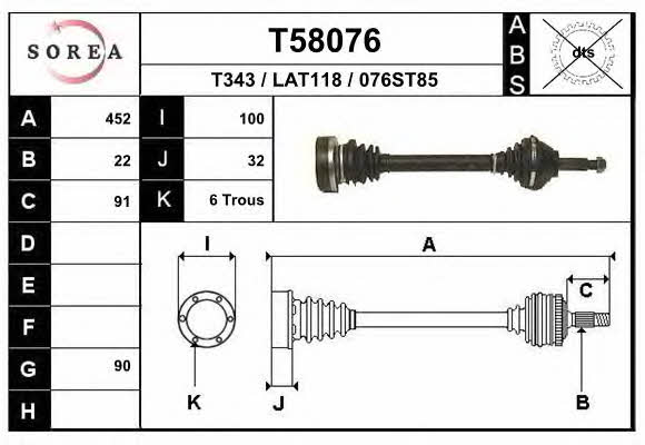 EAI T58076 Drive shaft T58076