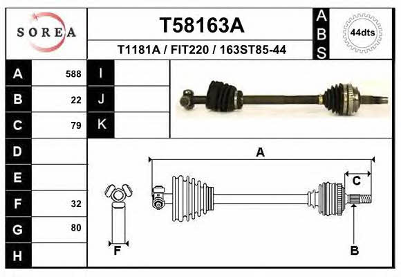 EAI T58163A Drive shaft T58163A