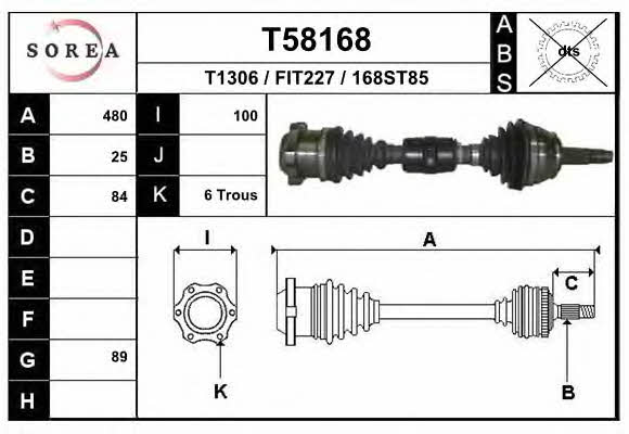 Driveshaft Fiat Multipla: T58168 EAI Drive shaft