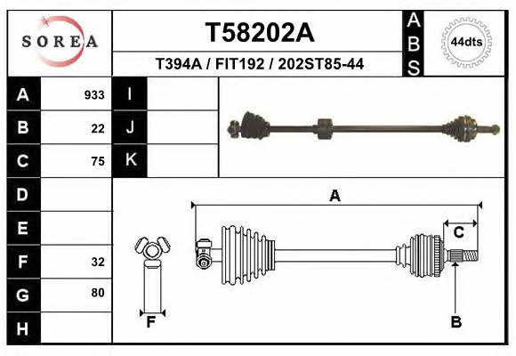 EAI T58202A Drive shaft T58202A