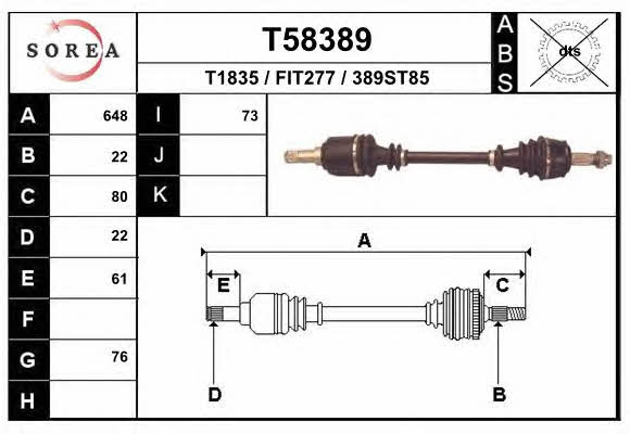 EAI T58389 Drive shaft T58389