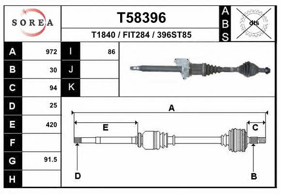 CV axle Fiat Croma: T58396 EAI Drive shaft