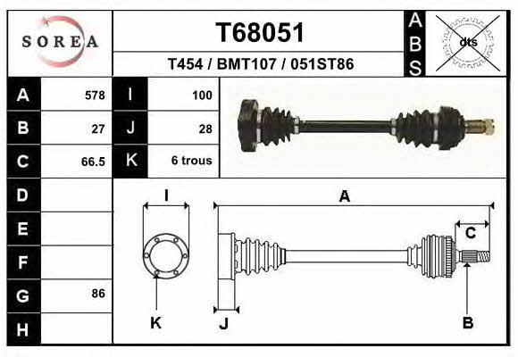 EAI T68051 Drive shaft T68051