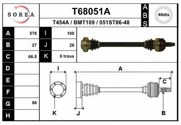EAI T68051A Drive shaft T68051A
