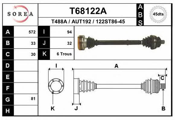 EAI T68122A Drive shaft T68122A