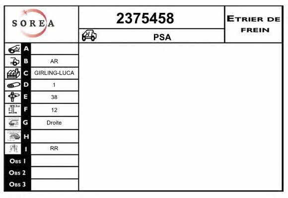 EAI 2375458 Brake caliper 2375458