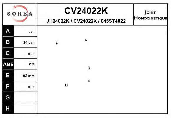 EAI CV24022K CV joint CV24022K