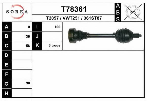 EAI T78361 Drive shaft T78361