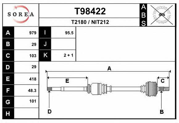 EAI T98422 Drive shaft T98422