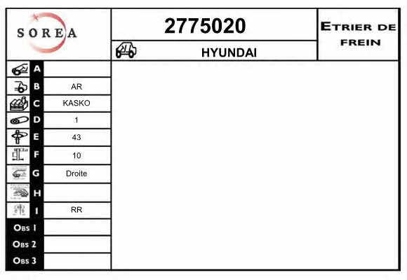 EAI 2775020 Brake caliper 2775020