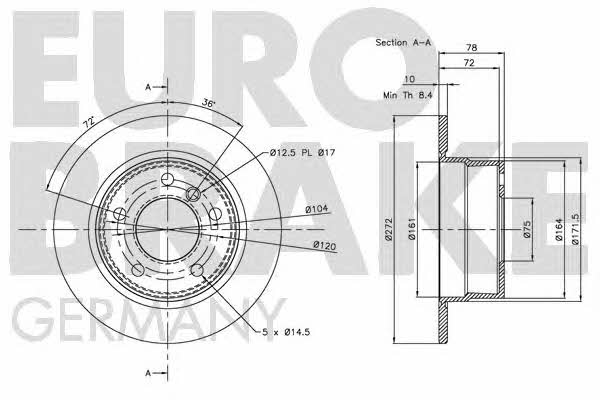 Eurobrake 5815201538 Rear brake disc, non-ventilated 5815201538