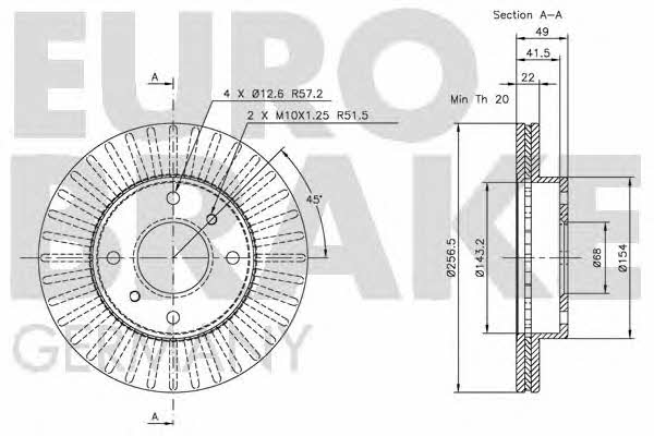 Eurobrake 5815202231 Front brake disc ventilated 5815202231