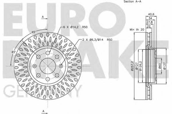 Eurobrake 5815202348 Front brake disc ventilated 5815202348