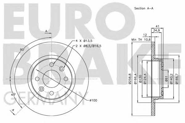 Eurobrake 5815203939 Unventilated front brake disc 5815203939