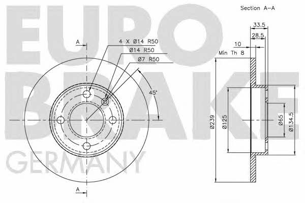 Eurobrake 5815204754 Unventilated front brake disc 5815204754