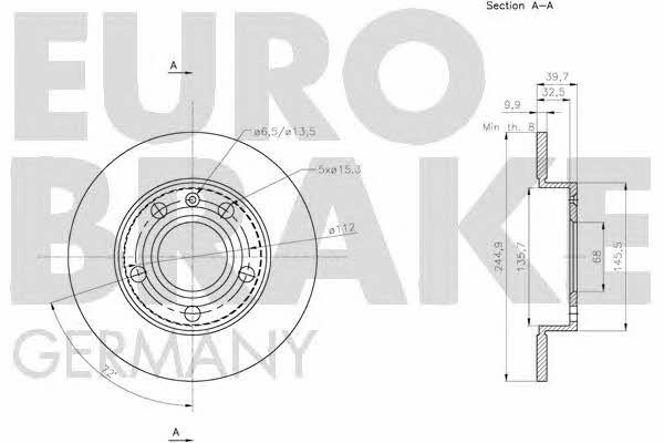 Eurobrake 5815204778 Rear brake disc, non-ventilated 5815204778