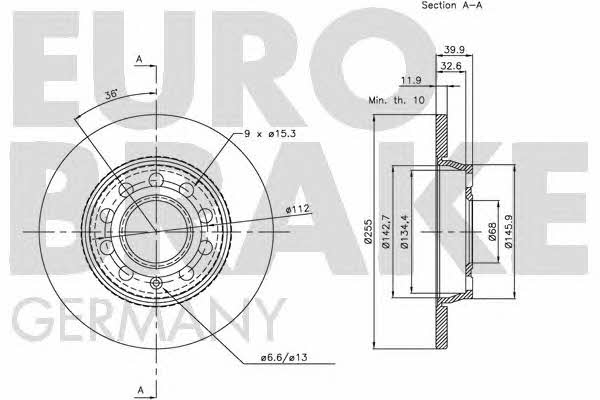 Eurobrake 5815204782 Rear brake disc, non-ventilated 5815204782