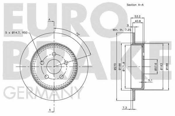 Eurobrake 5815209310 Rear brake disc, non-ventilated 5815209310