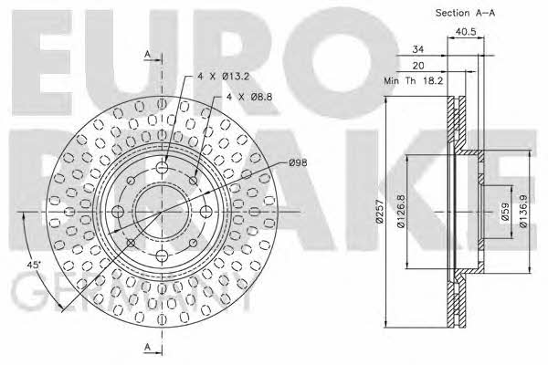 Eurobrake 5815209921 Front brake disc ventilated 5815209921