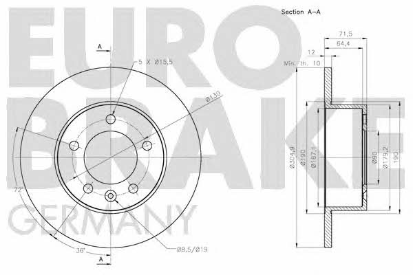 Eurobrake 5815203977 Rear brake disc, non-ventilated 5815203977