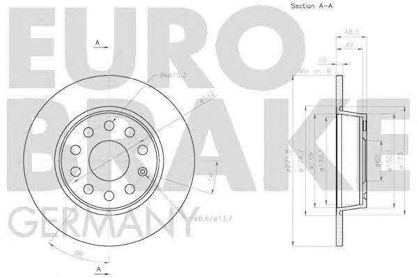 Eurobrake 58152047137 Rear brake disc, non-ventilated 58152047137