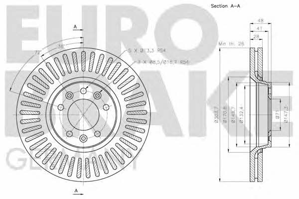 Eurobrake 5815203734 Rear ventilated brake disc 5815203734