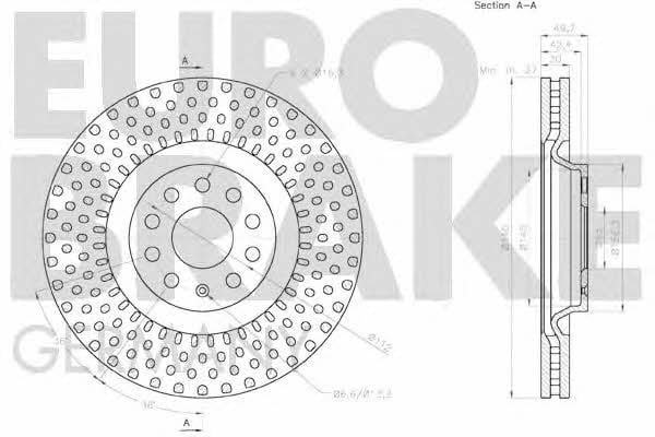 Eurobrake 58152047141 Front brake disc ventilated 58152047141