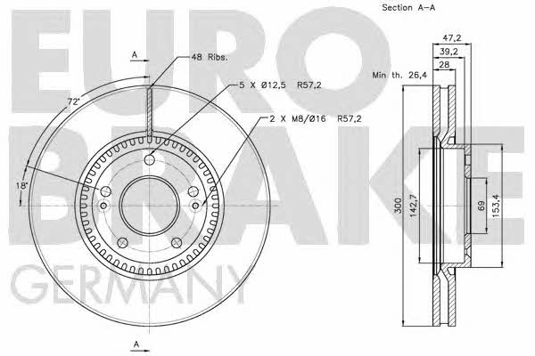 Eurobrake 5815203422 Front brake disc ventilated 5815203422