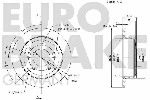 Eurobrake 5815203424 Rear brake disc, non-ventilated 5815203424