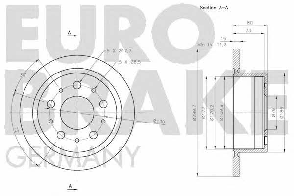 Eurobrake 5815201946 Rear brake disc, non-ventilated 5815201946