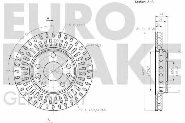 Eurobrake 5815203970 Front brake disc ventilated 5815203970