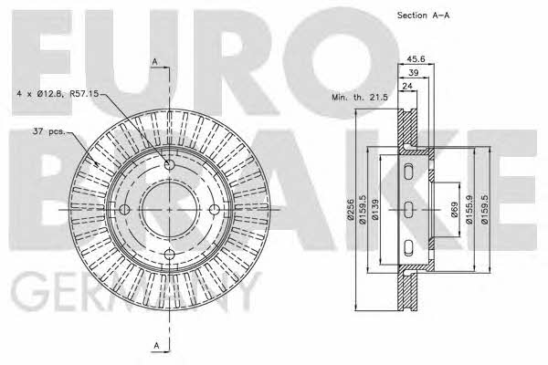 Eurobrake 5815203035 Front brake disc ventilated 5815203035