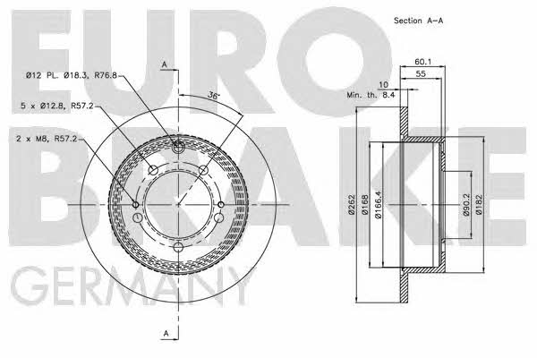 Eurobrake 5815203042 Rear brake disc, non-ventilated 5815203042