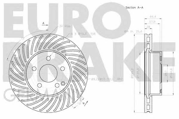 Eurobrake 58152033100 Front brake disc ventilated 58152033100