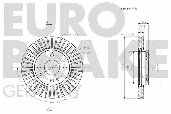 Eurobrake 5815202580 Front brake disc ventilated 5815202580