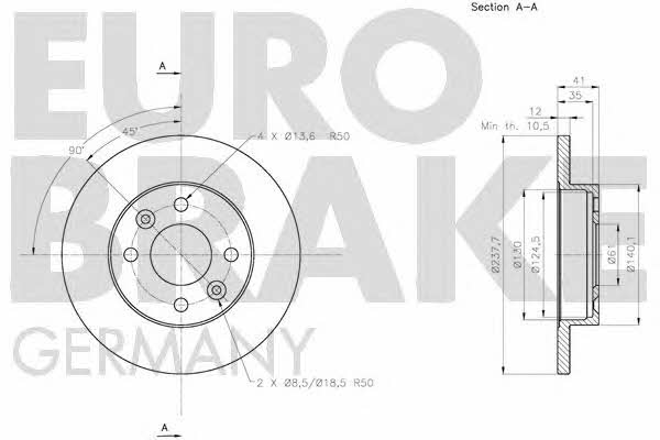 Eurobrake 5815203938 Unventilated front brake disc 5815203938