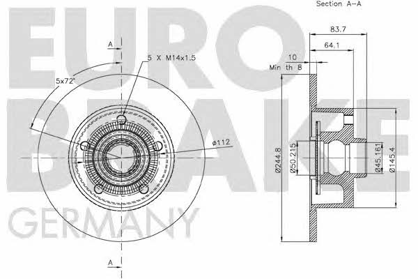 Eurobrake 58152047120 Rear brake disc, non-ventilated 58152047120