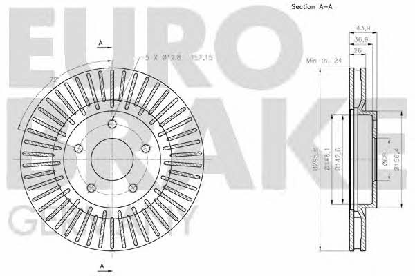 Eurobrake 5815202272 Front brake disc ventilated 5815202272
