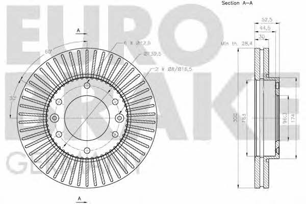 Eurobrake 5815203436 Front brake disc ventilated 5815203436
