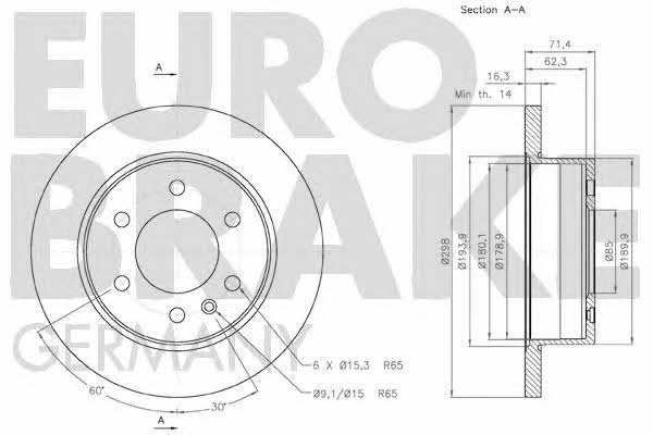 Eurobrake 58152047122 Rear brake disc, non-ventilated 58152047122