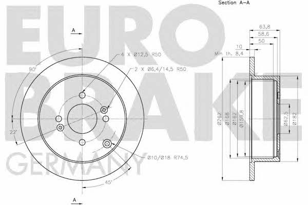 Eurobrake 5815203430 Rear brake disc, non-ventilated 5815203430