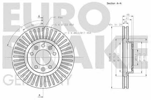 Eurobrake 5815203741 Front brake disc ventilated 5815203741
