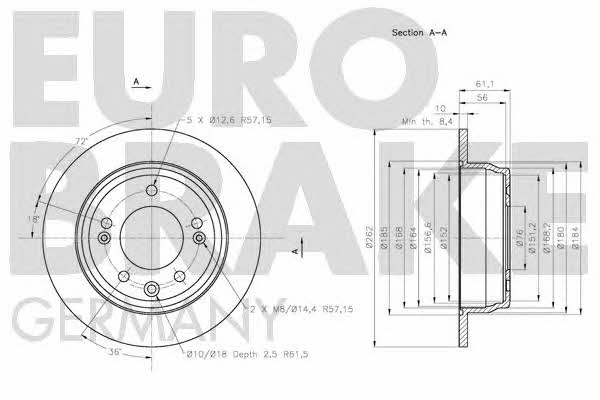 Eurobrake 5815203527 Rear brake disc, non-ventilated 5815203527