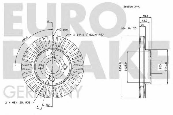 Eurobrake 5815204582 Front brake disc ventilated 5815204582