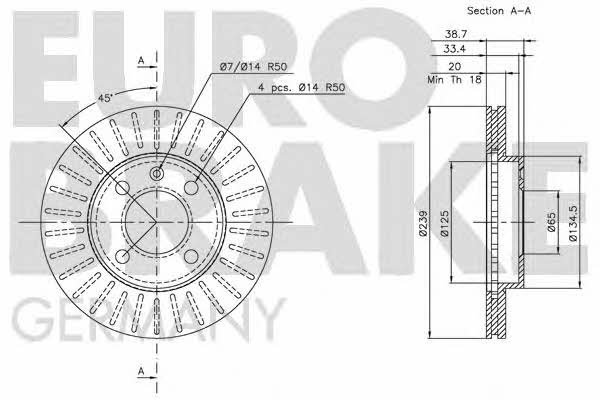 Eurobrake 5815204724 Front brake disc ventilated 5815204724