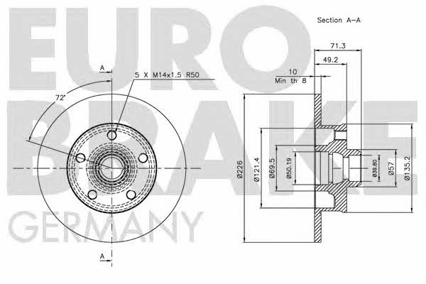 Eurobrake 5815204736 Rear brake disc, non-ventilated 5815204736