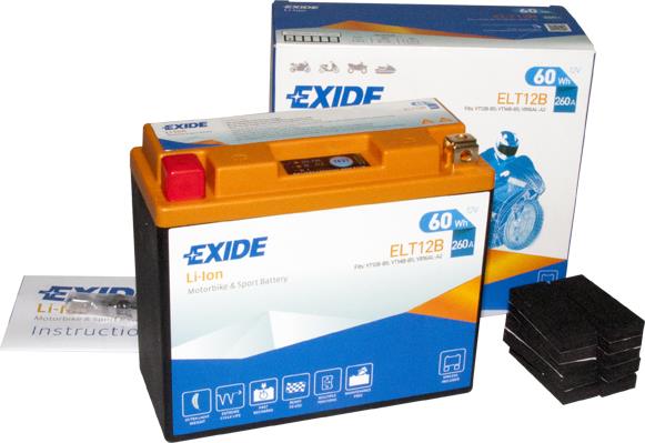 Exide ELT12B Battery Exide Li-ion 12V 5AH 260A(EN) L+ ELT12B