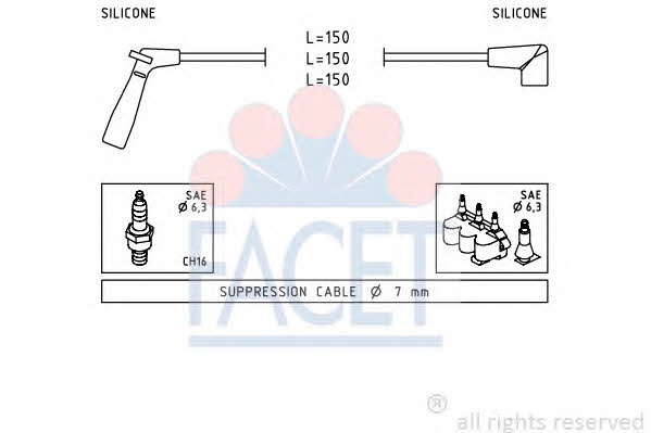 Facet 4.7007 Ignition cable kit 47007